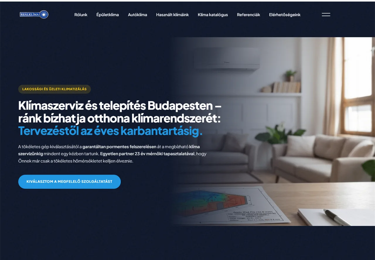 A Clima.hu épületklíma aloldala