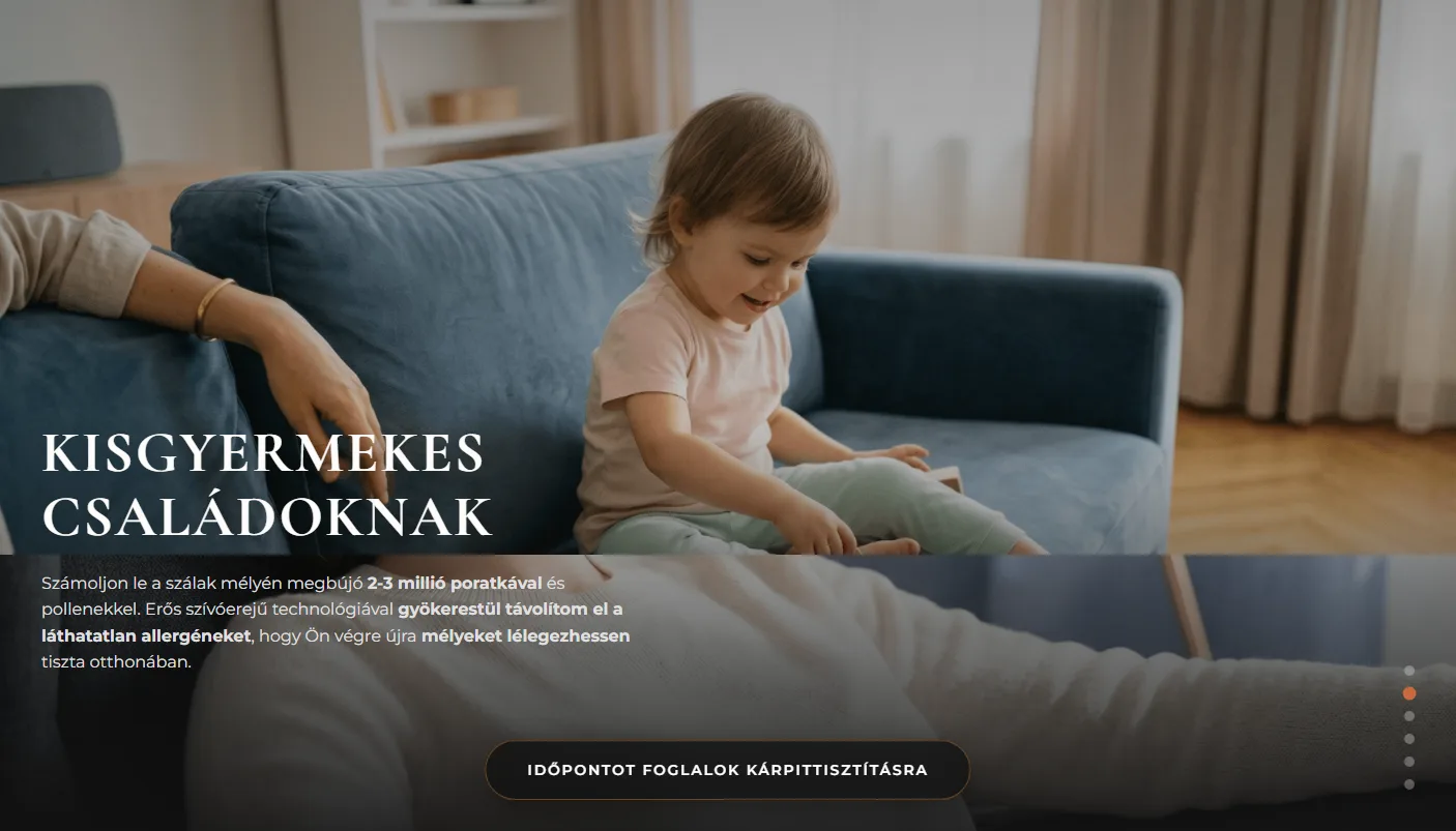 A célcsoport-váltó két diája átúszás közben, jobb oldalt a hat pötty alakú előrehaladás-jelzővel